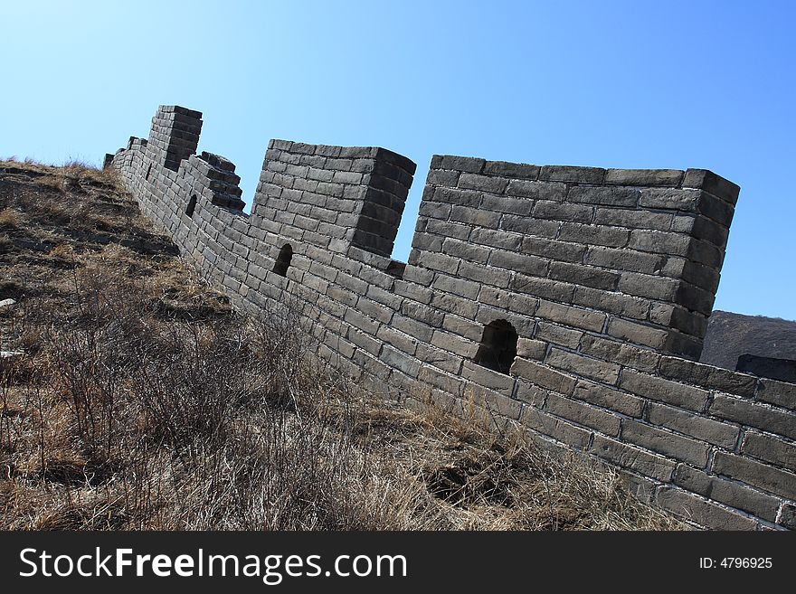 The badaling remnant great wall in china. The badaling remnant great wall in china