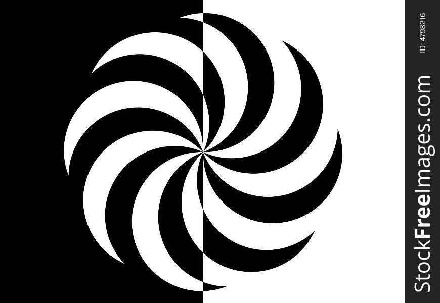 Black-and-white symbol of the Sun on a white-and-black background