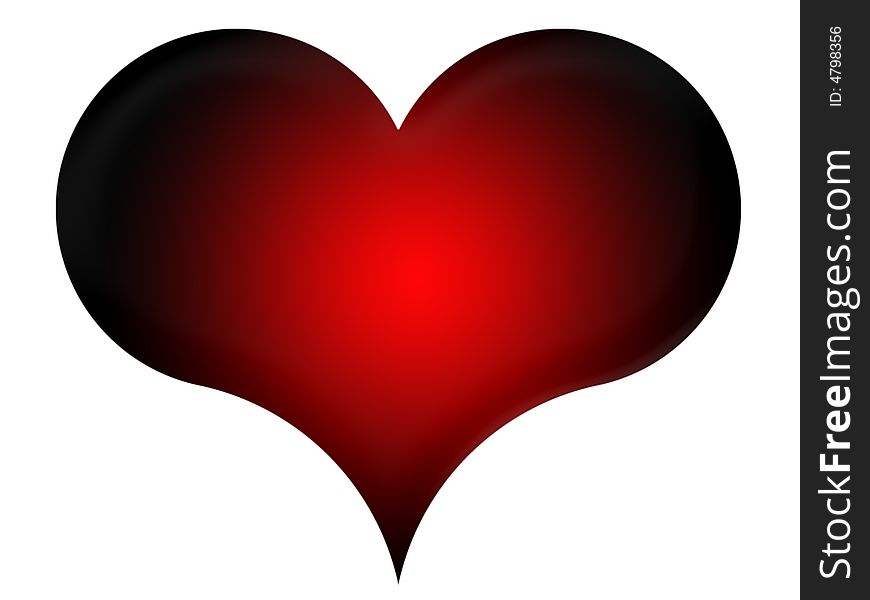 Red-and-black heart on a white background