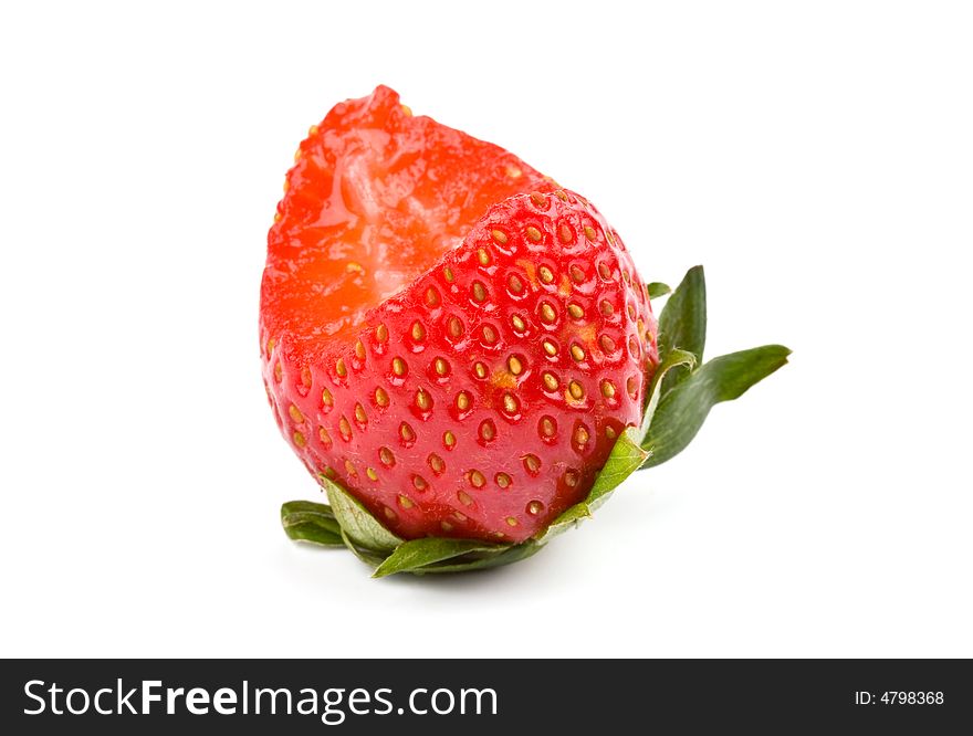 Bitenn strawberry on a white. Bitenn strawberry on a white