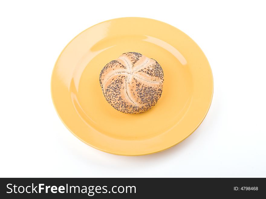 Bread on a yellow  plate. Bread on a yellow  plate