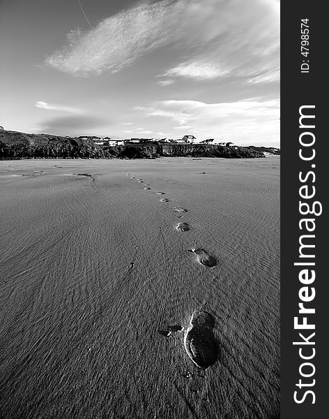 Footprints leading away from the coast. Footprints leading away from the coast