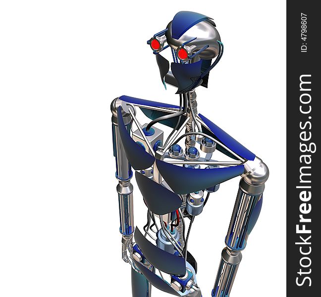 Isolated illustration of blue metal cyborg. Isolated illustration of blue metal cyborg