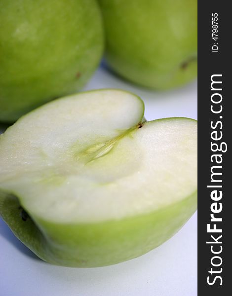 Close up photo of fresh green Spanish apples. Close up photo of fresh green Spanish apples