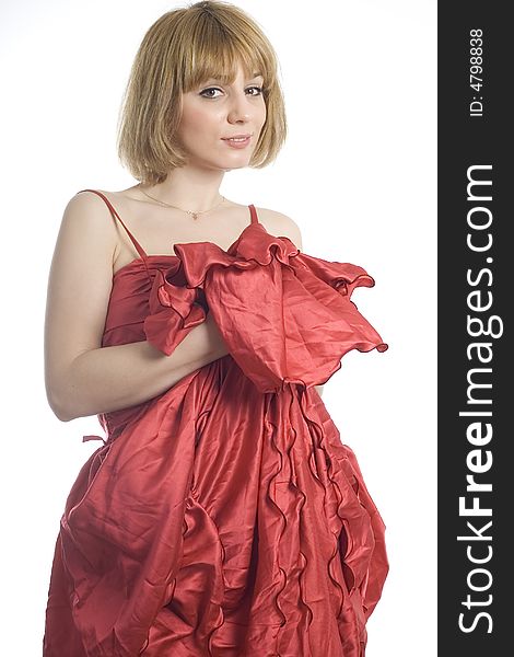 Red Vintage Dress Fashion Model