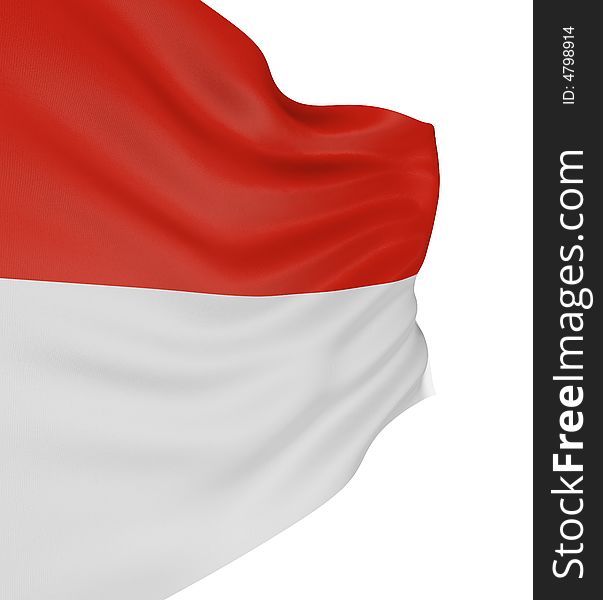 3D Indonesian flag with fabric surface texture. White background.