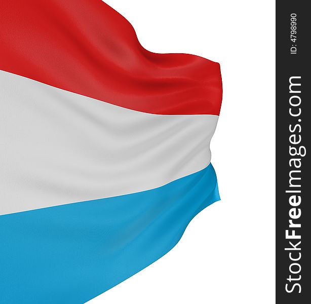 3D Luxembourg flag with fabric surface texture. White background.