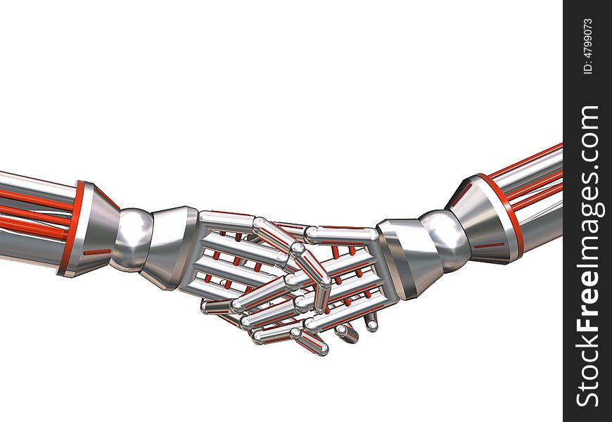 Isolated illustration of cybogs hand shake. Isolated illustration of cybogs hand shake