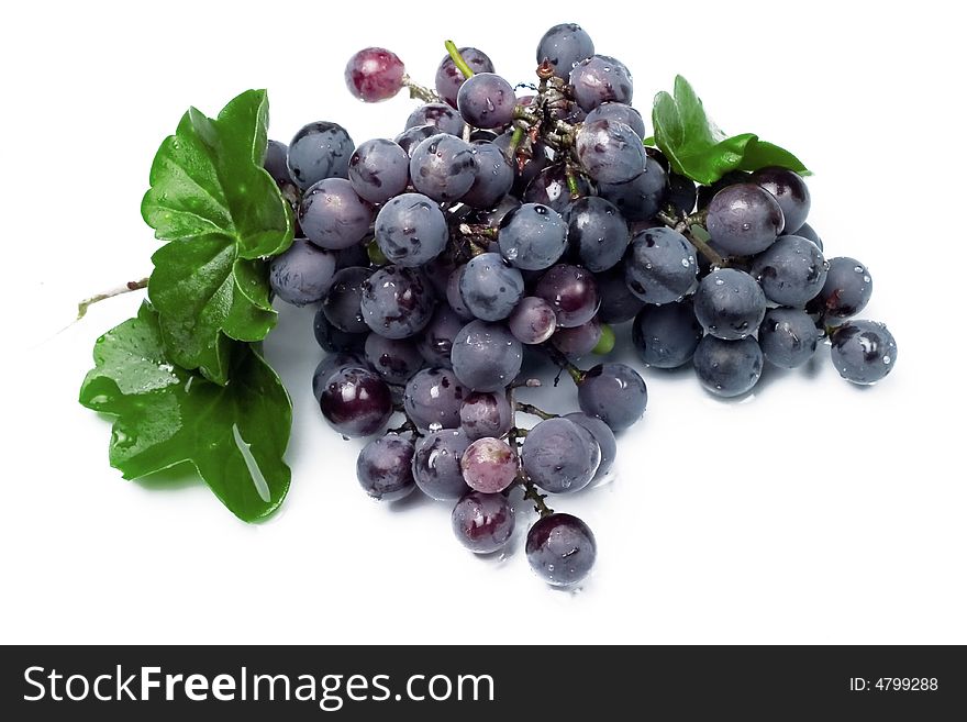 Italian fruits: grapes isolated on white glass