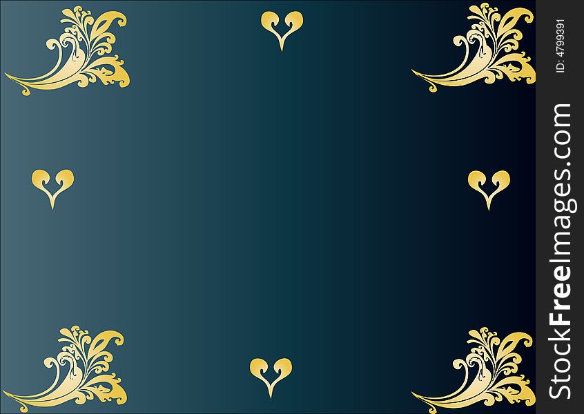 Dark gradient background with golden swils and designs. Dark gradient background with golden swils and designs