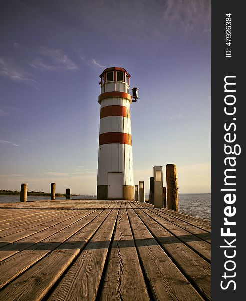 A small lighthouse on the lake in Austria. A small lighthouse on the lake in Austria