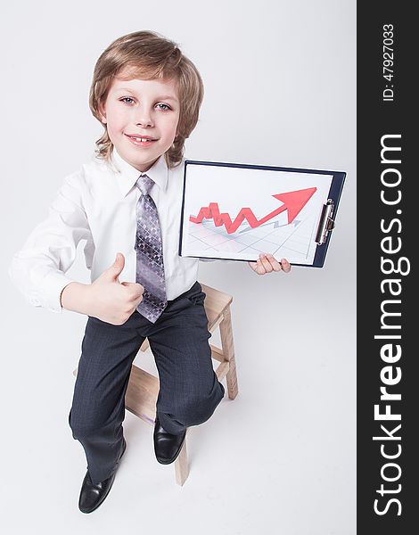 Successful Businessman Shows A Graph Of Profit Growth