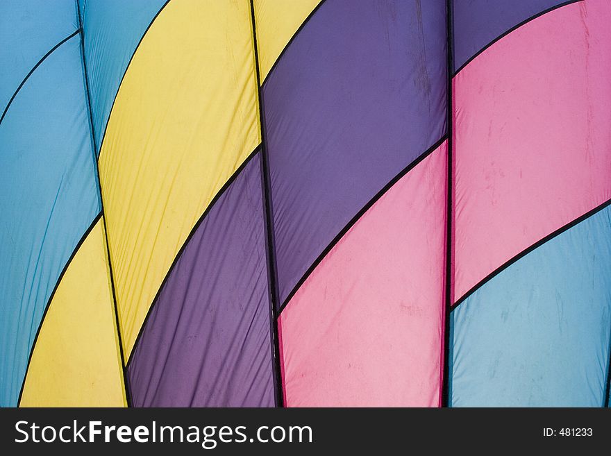 Bright colored material of a hot air balloon. Bright colored material of a hot air balloon