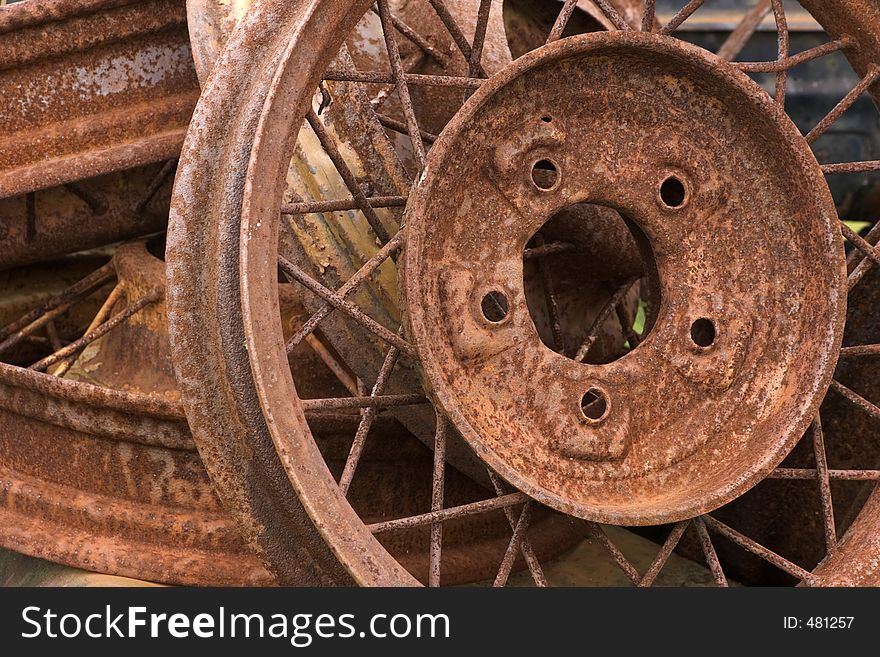 Rusted wheel rims. Rusted wheel rims