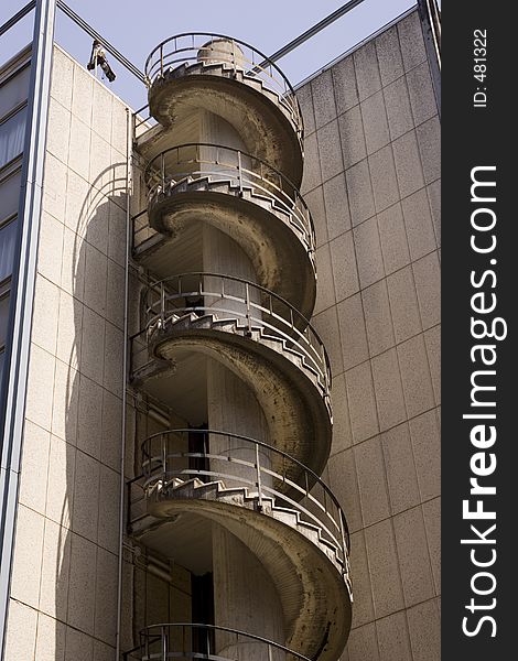 Spiral Staircase on the outside of a building in Florence, Italy