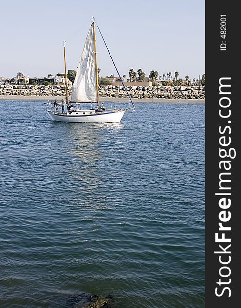 View of boat sailing away