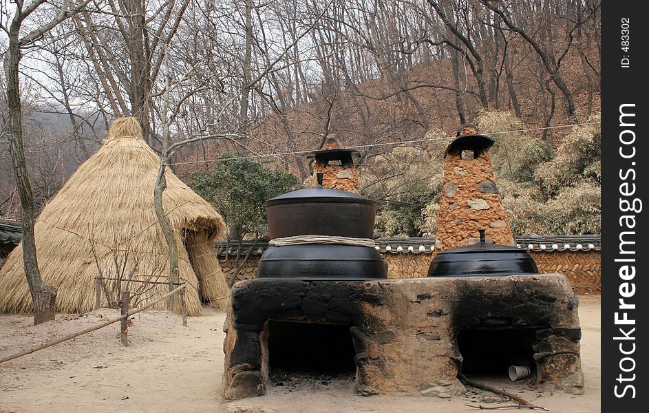 Traditional Korean outdoor ovens at Suwon Folk Village, South Korea. Traditional Korean outdoor ovens at Suwon Folk Village, South Korea