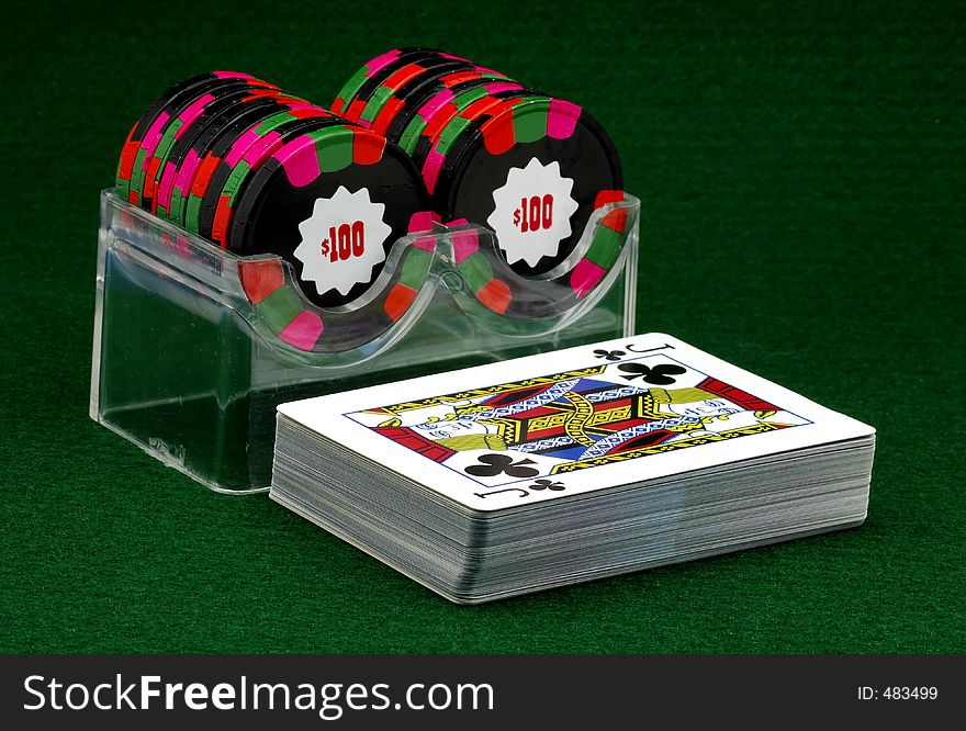 Poker Chips and a Deck of Cards. Poker Chips and a Deck of Cards