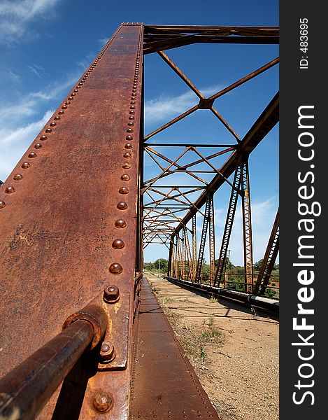 Old rusted steel bridge. Old rusted steel bridge