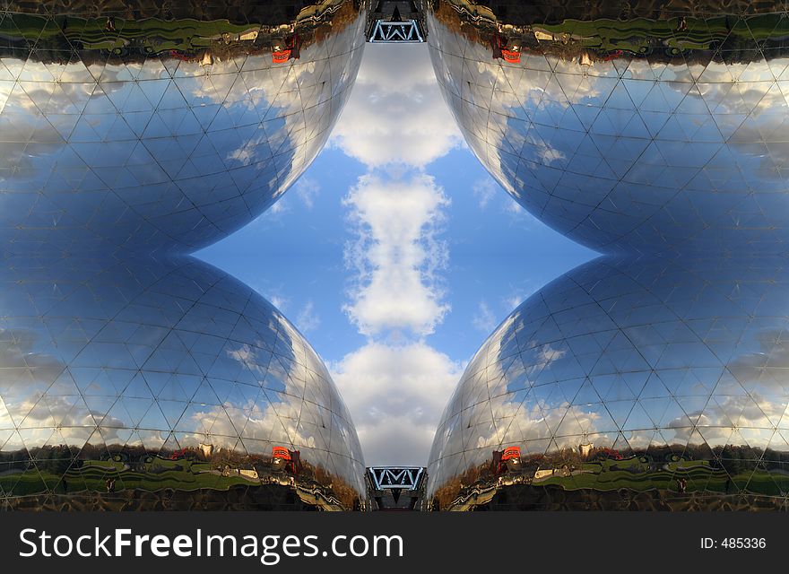 La geode dome in paris, turned into an unusual pattern. La geode dome in paris, turned into an unusual pattern
