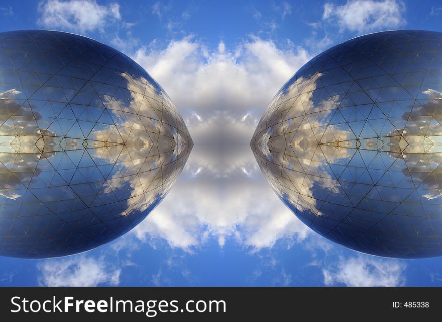 La geode dome in paris, turned into an unusual pattern. La geode dome in paris, turned into an unusual pattern