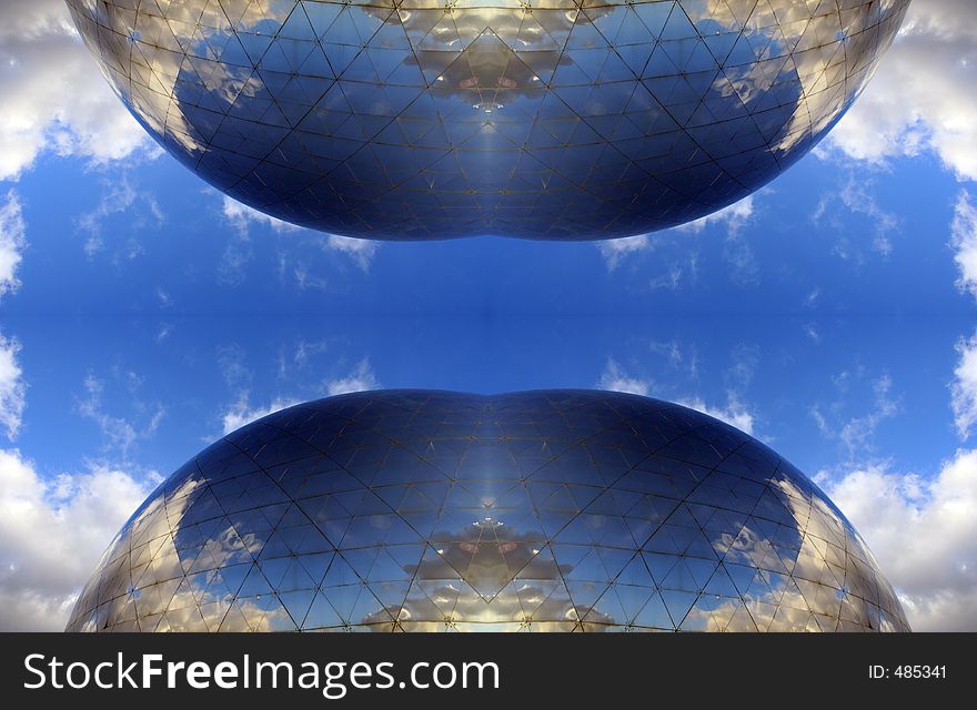 La geode dome in paris, turned into an unusual pattern. La geode dome in paris, turned into an unusual pattern