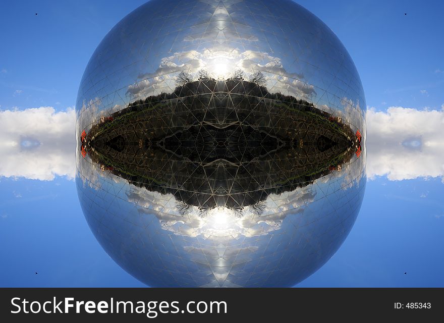 La geode dome in paris, turned into an unusual pattern. La geode dome in paris, turned into an unusual pattern