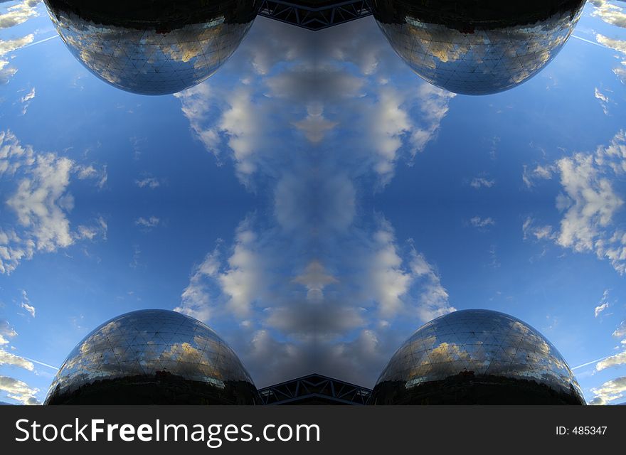 La geode dome in paris, turned into an unusual pattern. La geode dome in paris, turned into an unusual pattern