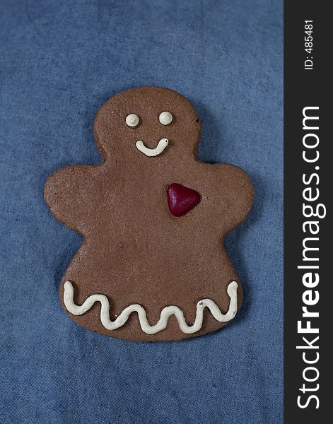 Holiday Gingerbread woman on blue background