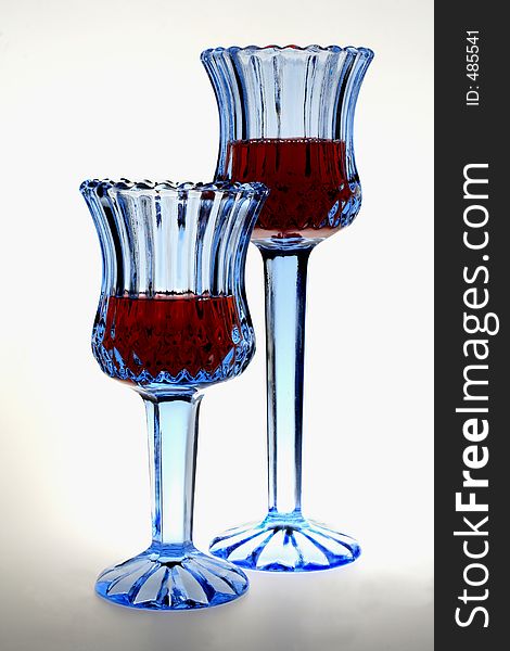 Two Blue Wine Glasses