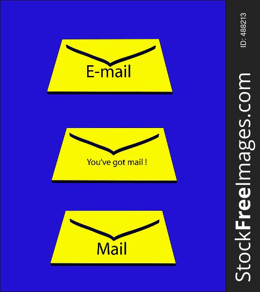 Mail-box icons, bold yellow envelopes. Mail-box icons, bold yellow envelopes.