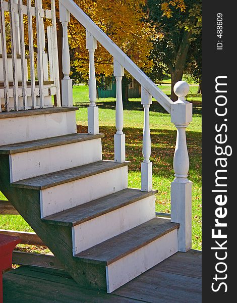 Wooden staircase on historic buildings. Wooden staircase on historic buildings.