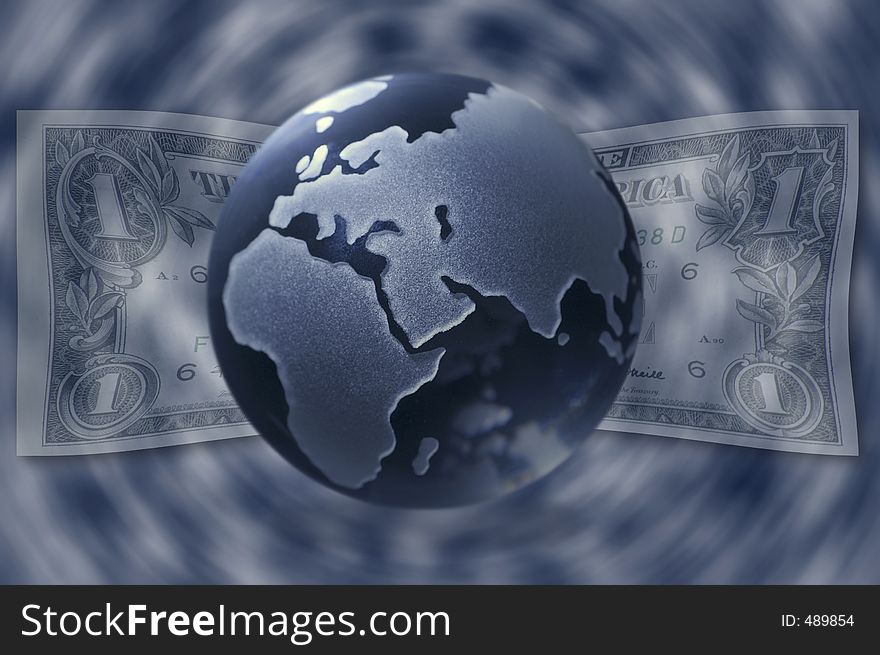 Abstract background with a globe and dollar. Abstract background with a globe and dollar