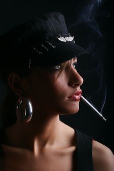 Girl With Cigarette Stock Photo