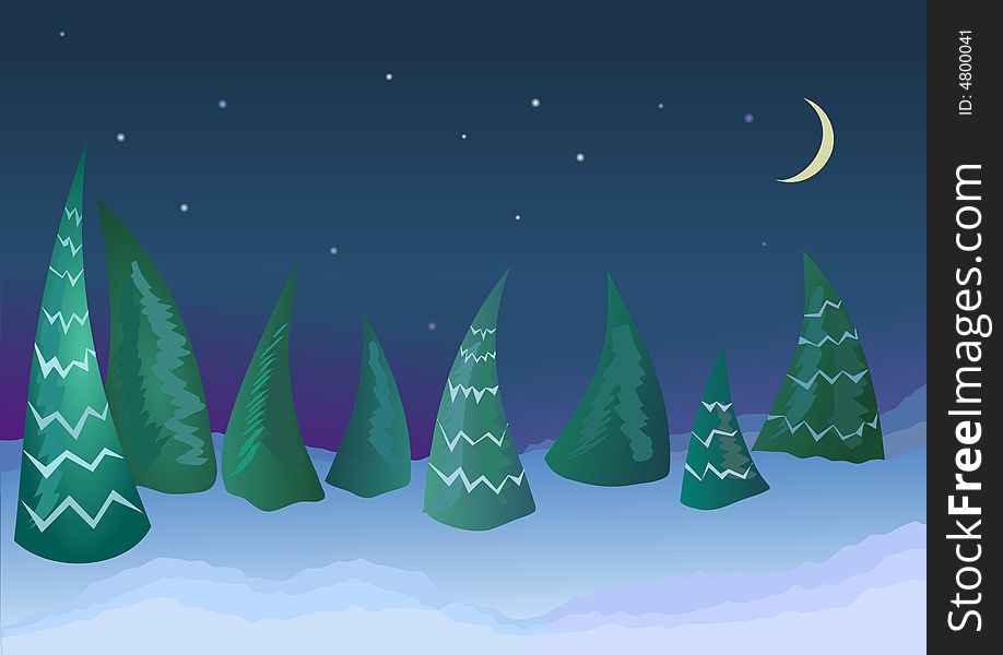 Vector illustration of a winter night