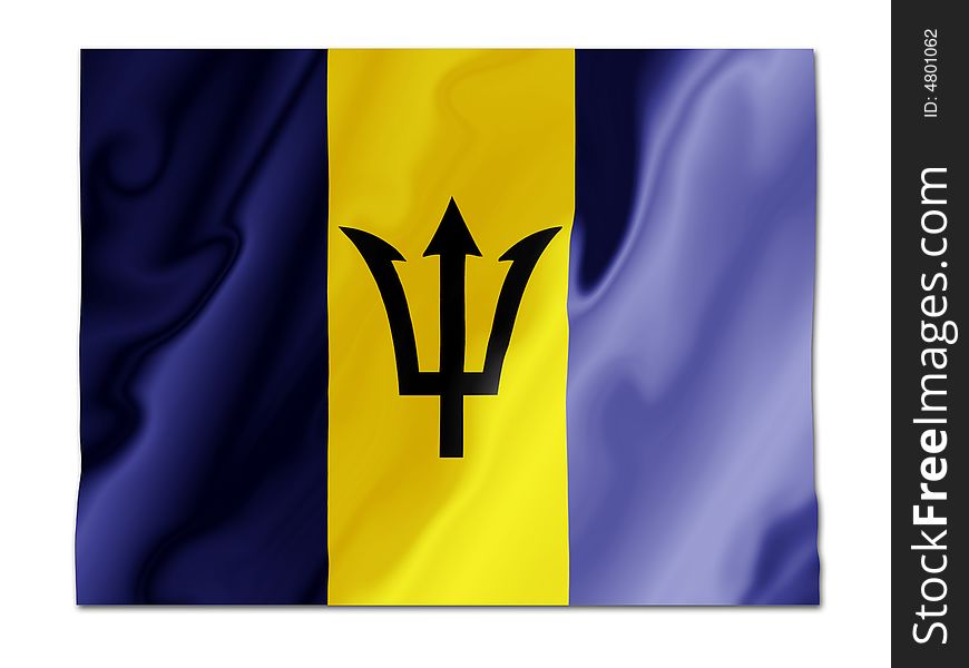 Fluttering image of the Barbados national flag. Fluttering image of the Barbados national flag