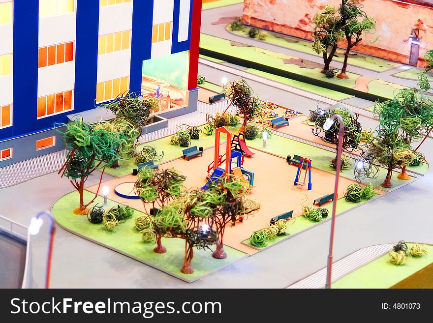 Colorful model of a modern children's playground. Colorful model of a modern children's playground