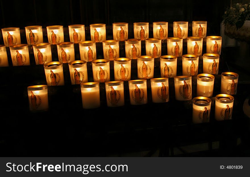 Fired candles in church (France - Notre Damme).