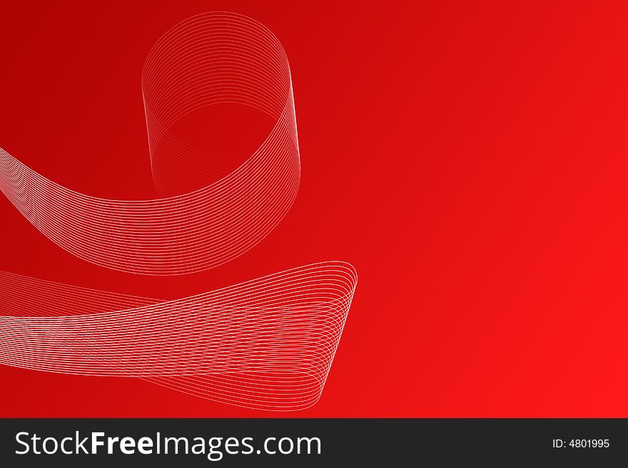 Illustration of white abstract swirls on a red background