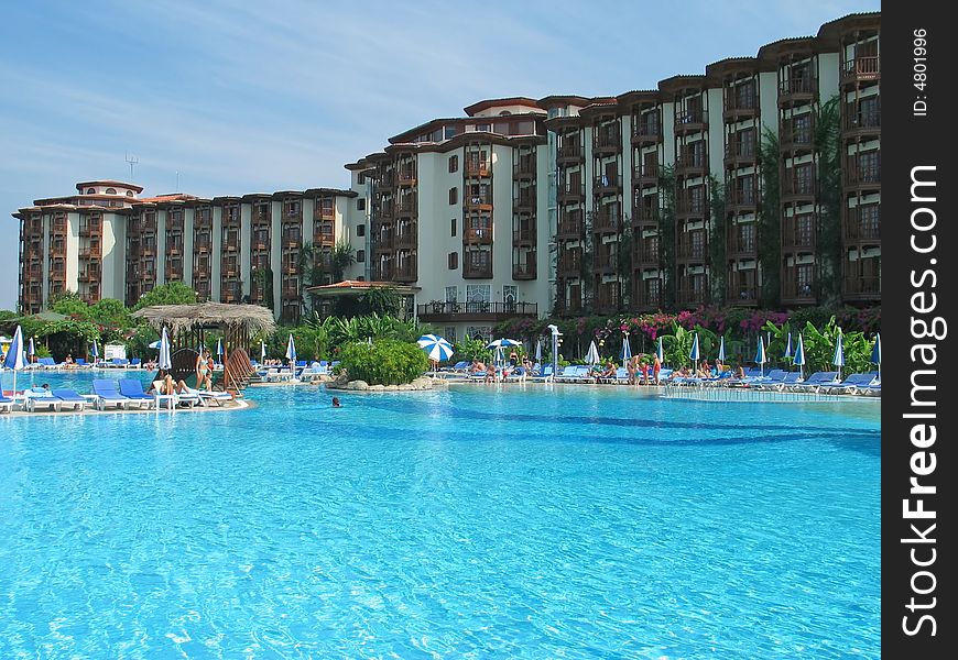 Hot summer day in the swimming pool