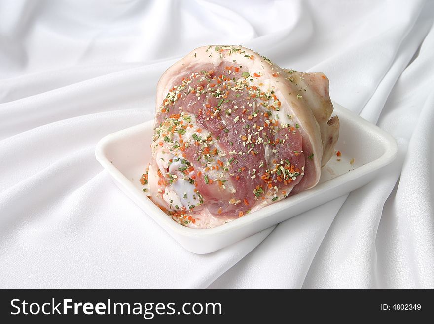 Tasty ham strewed by seasoning