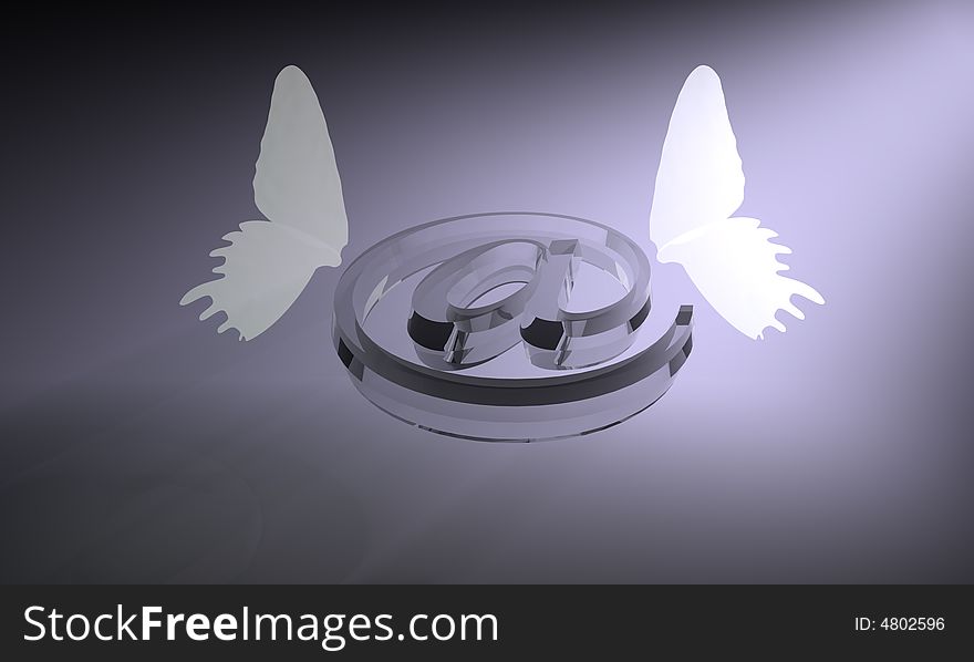 Render of internet flying symbol. Render of internet flying symbol