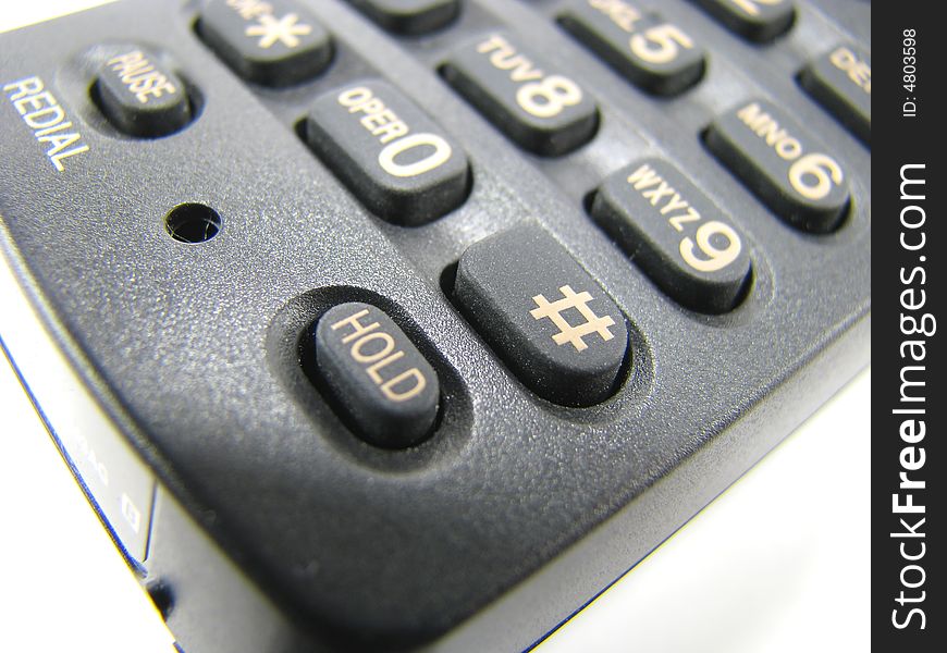 Black telephone with white numbers