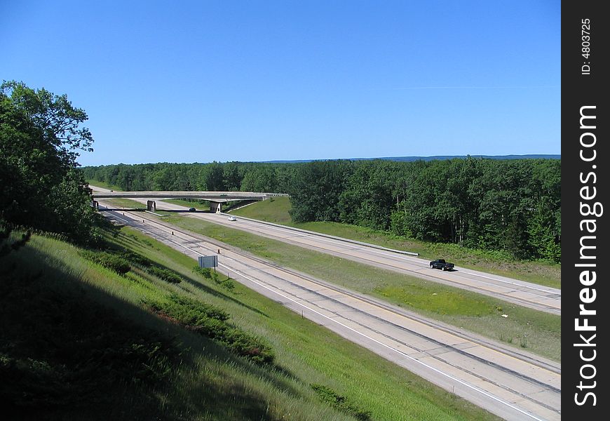 Looking down an expressway in northern Michigan. Looking down an expressway in northern Michigan.