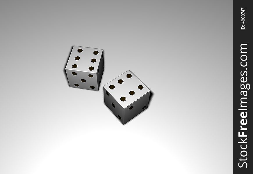 Two white dice on white background.