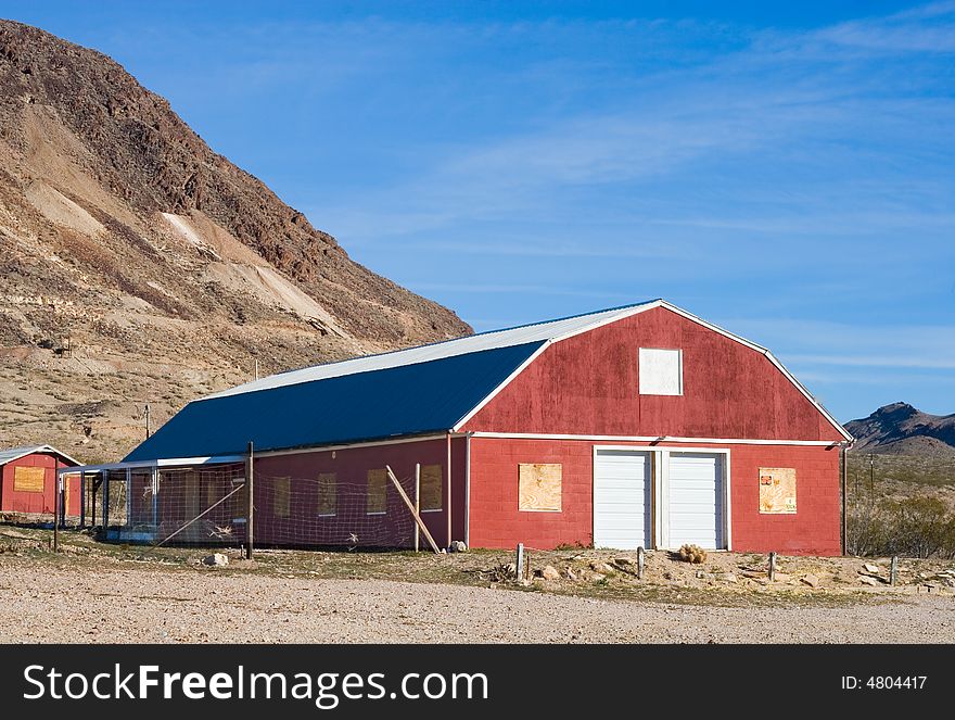 Red barn in desert, Nevada