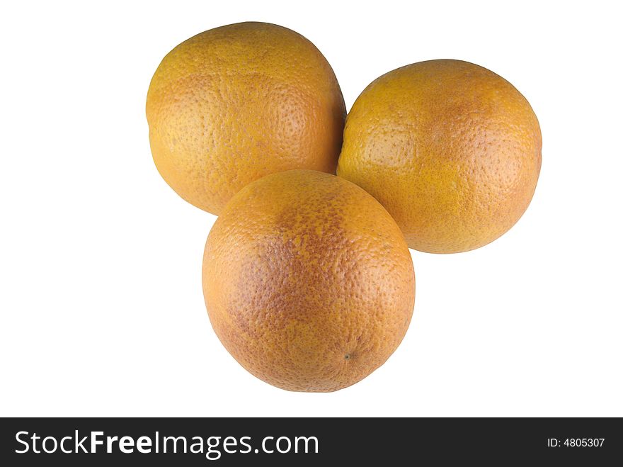 Some  oranges, isolated on white without shadow.