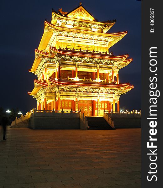 China Ancient Architecture Night lights.