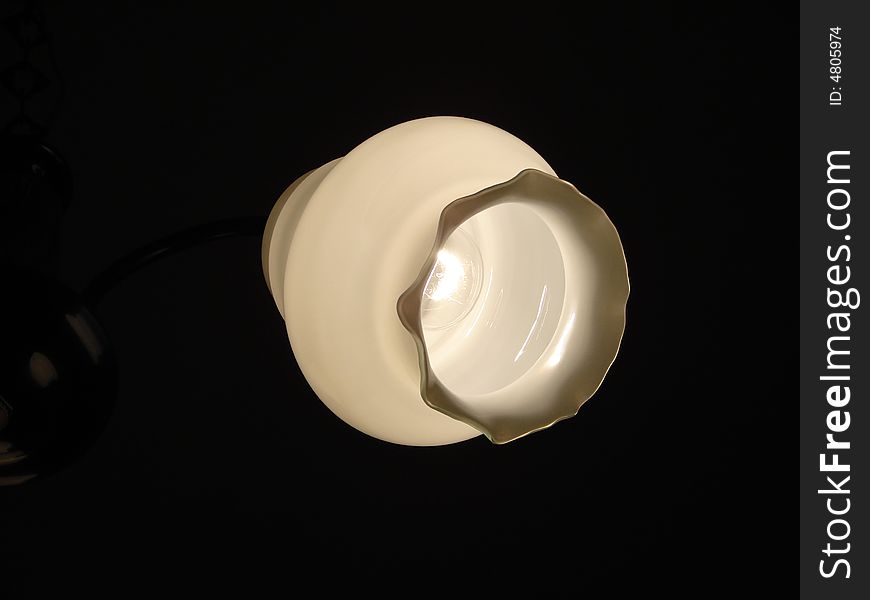 White lamp isolated on black darkness at night
