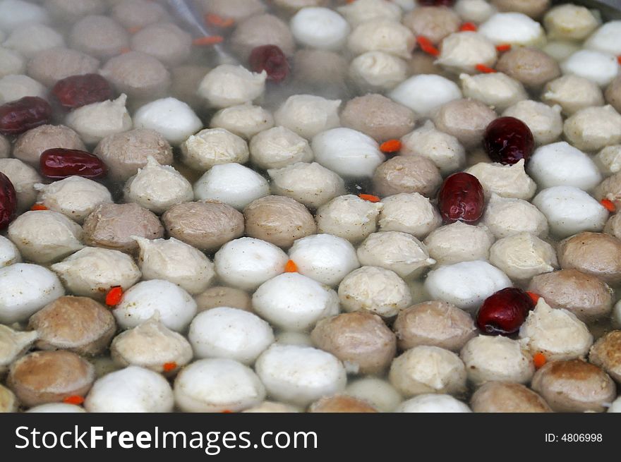 Chinese traditional food,cooking meat ball